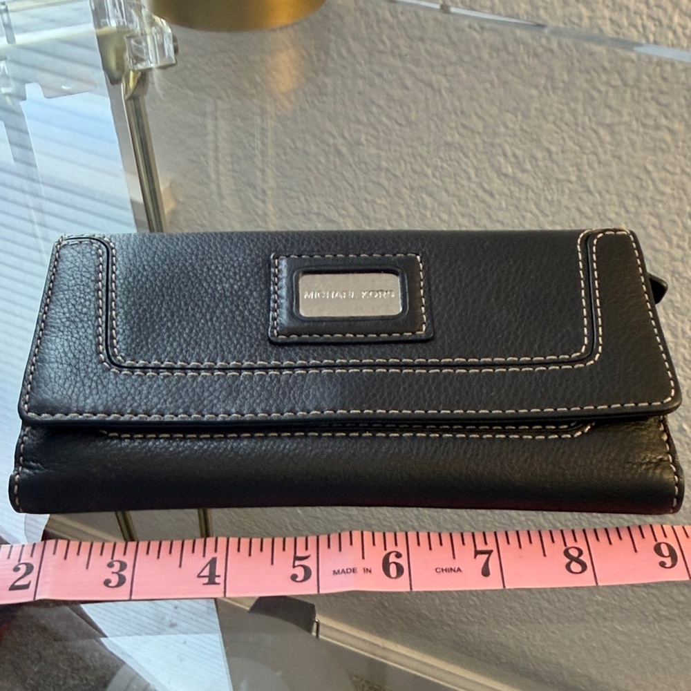 Michael Kors Black Wallet with White Stitching